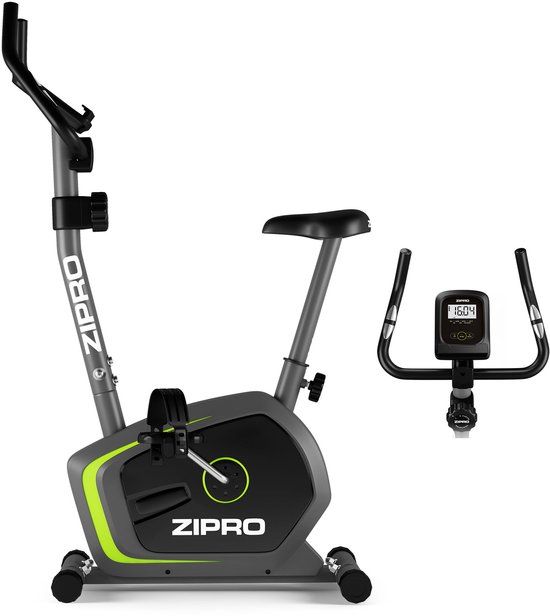 ZIPRO Drift - Hometrainer - Magnetisch - Belastbaar tot 120 kg - Hartslagsensoren & Flessenhouder - Zwart/Grijs