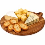 Excellent Houseware Keuken snijplank - Dia 40 cm - teak hout - serveerplank - broodplank - tapas - hapjes - rond - 2 cm dik