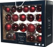 Decoris Kerstballen - 42x - Donkerrood - Glas - 5-6-7 cm - Mat/Glans/Glitter