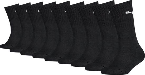Puma Crew Sokken Unisex - Maat 31-34 - Zwart - 9 paar