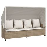 VidaXL 368348 Lounge Stoel met Gecapitonneerde Zitting, Polyrattan en Staal, Crème/Wit