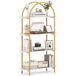 Étagère cintrée, bibliothèque industrielle à 4 niveaux avec cadre métallique, 95 x 34 x 156 cm pour salon, bureau, chambre, blanc