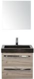 BES LED Seville Badmeubelset 60 cm - Craft Oak - Wastafel Hardsteen Wit Lucca met Spiegel
