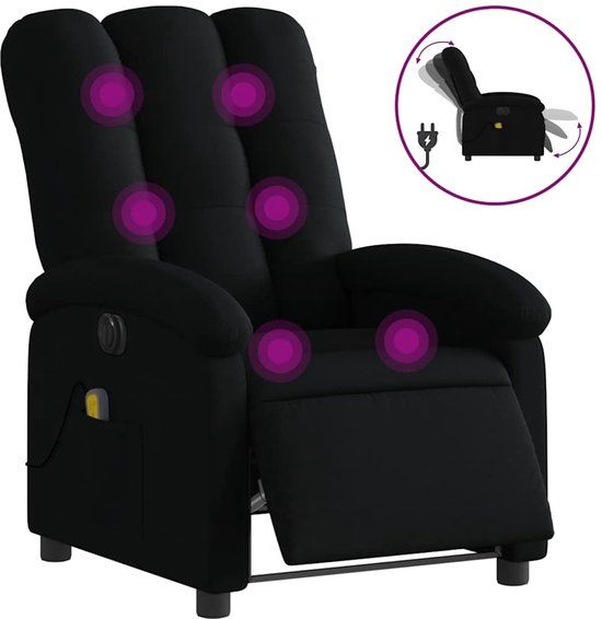 vidaXL Massagestoel elektrisch verstelbaar stof zwart