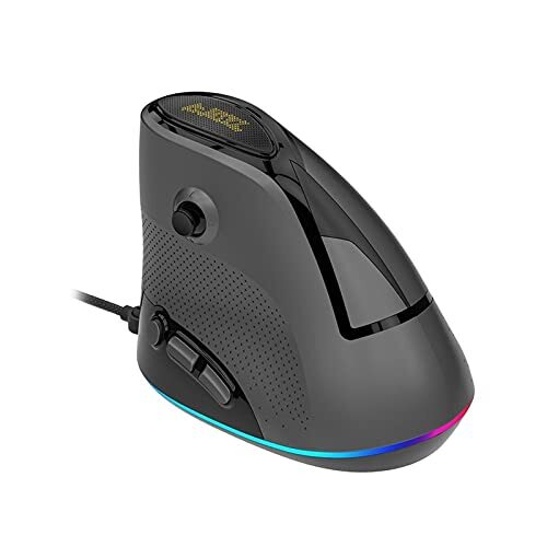 SUYING Verticale gamingmuis, 4800 dpi Rgb Bionics-principe strekt zich natuurlijk uit unieke laterale joystick, geschikt voor laptopspelers die graag games spelen (zwart)