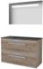 Basic-Line Economic 46 Badkamermeubelset - 100 x 46 cm - Met Grepen - 2 Lades - Hardstenen Wastafel - Zonder Kraangat - Spiegel met LED Verlichting - Scotch Oak
