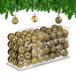 Relaxdays Kerstballen Set van 96, Mat, Glanzend en met Glitters, Kunststof, 3 cm, Kerstboomversiering, Goud