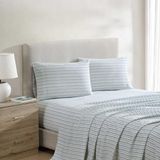 Nautica - Kingsize lakens, lichtgewicht katoenen percal beddengoedset met bijpassende kussenslopen, knapperig en cool, Oeko-Tex gecertificeerd (Coleridge Stripe Green)