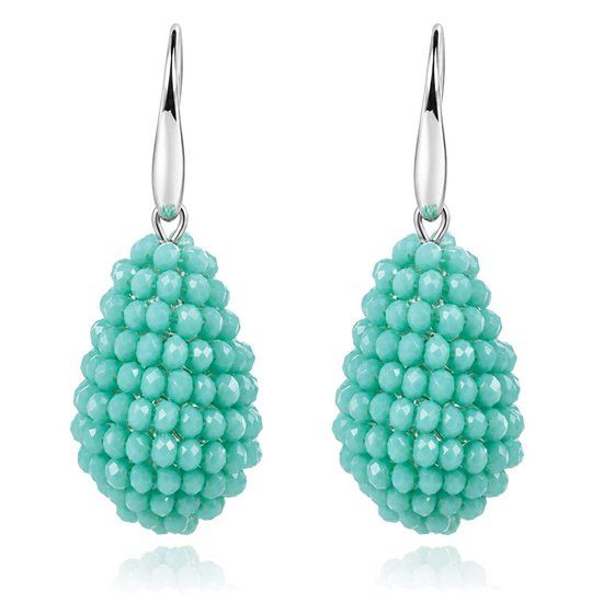 Cilla Jewels Druppel oorhangers Kristal Turquoise