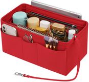 Enbagold Sac organisateur en feutre pour femme Sac à main, organisateur de sac shopper avec plusieurs poches, poche intérieure pour sacs à main, rouge, XL