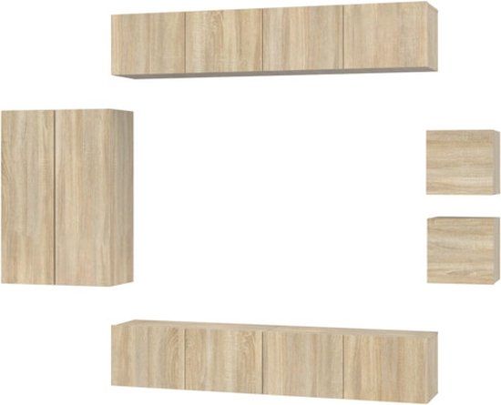 vidaXL 8-delige Tv-meubelset bewerkt hout sonoma eikenkleurig