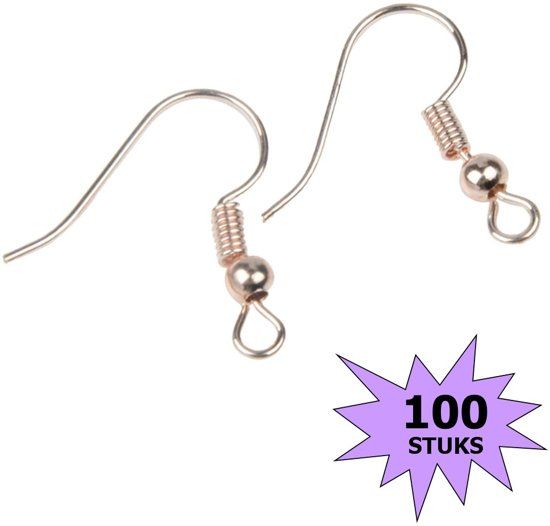 Fako Bijoux® Oorbel Haakjes Rosé Goudkleurig 100 Stuks