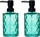 Berilo Diamond zeeppompje/dispenser - 2x - groen transparant - glas - 18 x 7 x 9 cm - 410 ml