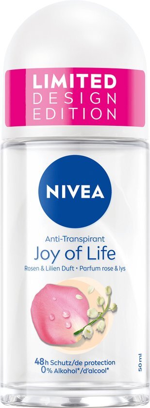 NIVEA Antitranspirant Deo Roll-on Joy of Life met rozen & lelies geur, 50 ml