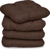 Beautissu Lisa – Set van 4 Zitkussen 40x40 cm – Stoelkussens Eetkamer – 8cm Vulling – Bruin
