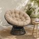 vidaXL Papasan Stoel Kussen VIANEN 100% Polyester Zand Ø 120 x 12 cm