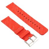 By Qubix Qubix Canvas Bandje compatible with Fitbit Versa 1/2 & Lite - Rood/Zilver