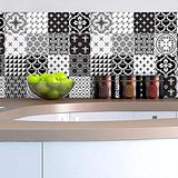 16 Azulejos 16 zelfklevende tegelstickers, cementtegels, mozaïek, wandtegels, badkamer en keuken, cementtegels, zelfklevend, wandtegels, azulejos, 10 x 10 cm, 16 stuks