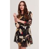Ted Baker Robe patineuse courte en résille à épaules froncées Noir