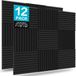 Merkloos Zelfklevende Geluidsabsorberende Schuim Panelen – Hoge Dichtheid 25kg/m³ 2.5 cm Dik – 30x30 cm voor Muziekstudio & Gamerkamer – 12-Pack Zwart