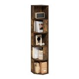 Furinno ECON Hoekplank, hoekboekenkast met 5 niveaus, opbergrek, tentoonstellingsrek, boekenkast, voor organisatie en opslag in de woonkamer, kantoor, amberkleurig grenen