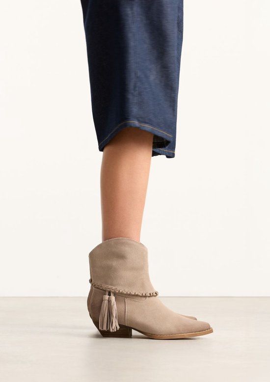 Sacha - Dames - Beige leren western laarsjes - Maat 37
