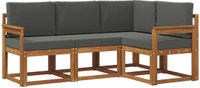 vidaXL - Acacia Houten Loungeset - Hoekbank - 4-delig - Natuurlijk en Antraciet