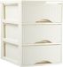 PLASTICFORTE Ladeblokje/bureau organizer met 3x lades - creme wit - L18 x B25 x H25 cm