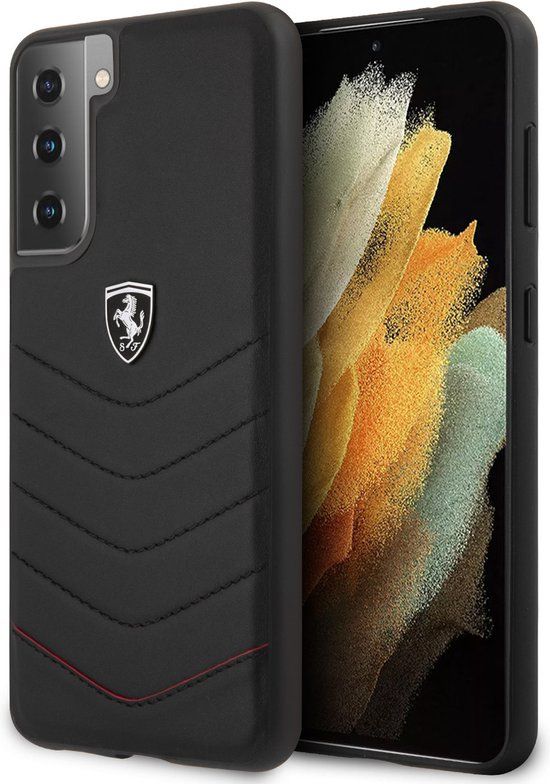 Ferrari Backcase hoesje voor Samsung Galaxy S21 - Zwart - Leer