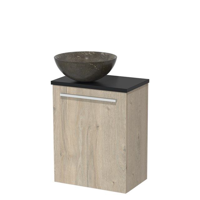 Maxaro Toiletmeubel Modulo Lichtgrijs Eiken 41 cm Mat Zwart