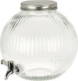 Excellent Houseware Distributeur de boissons Robinet - 5,5 Litres - verre/métal - robinet/couvercle - eau et jus
