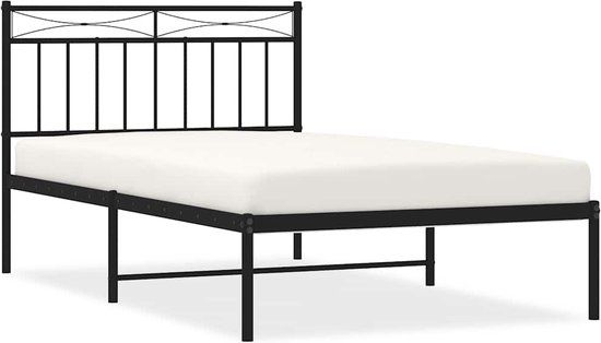 vidaXL Bedframe met hoofdbord metaal zwart 100x200 cm