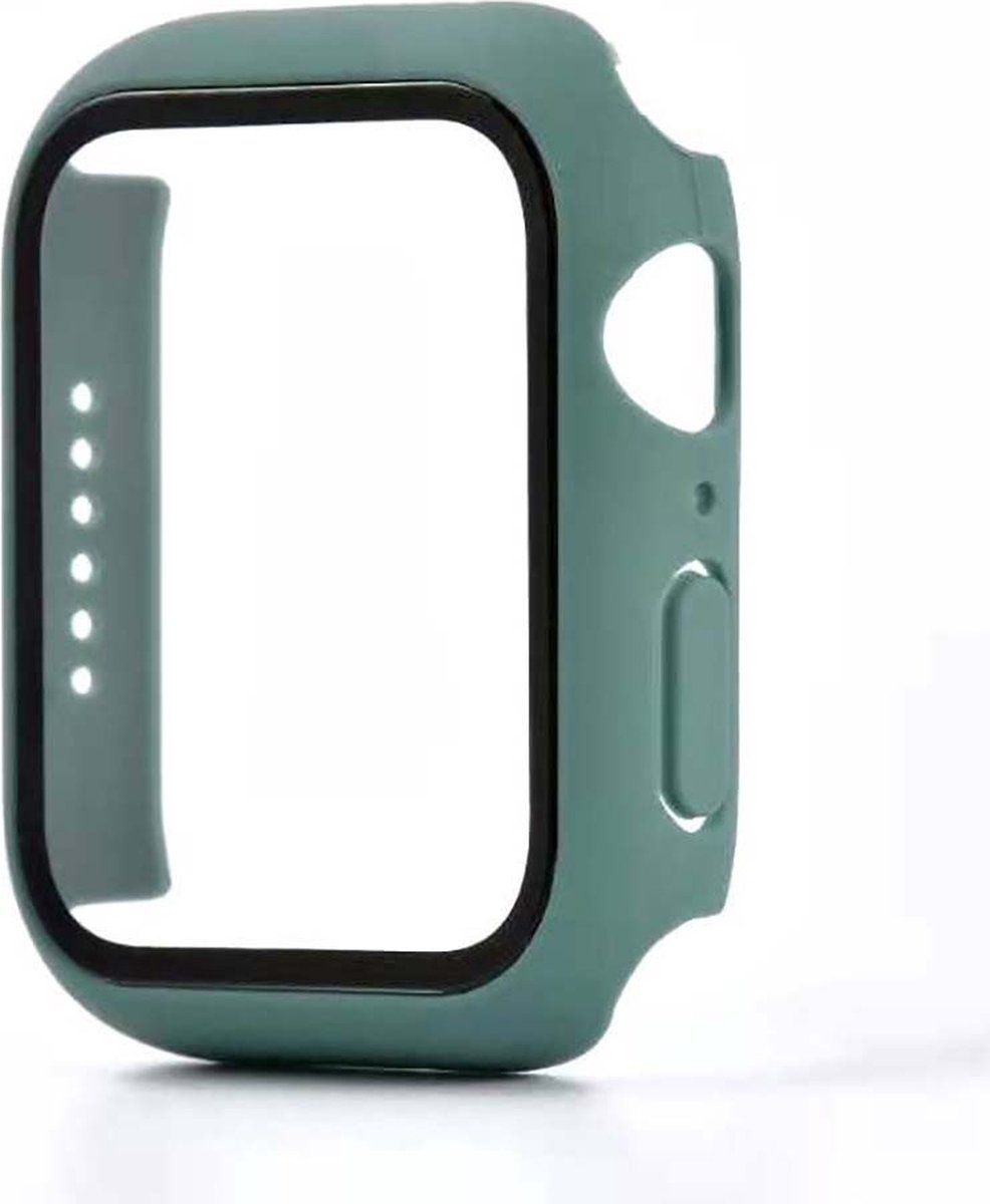 Smartphonica Hoesje met glazen screenprotector voor Apple Watch 38mm - Donkergroen