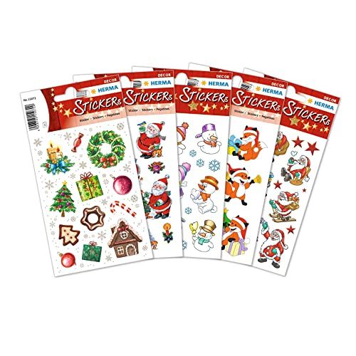 HERMA 15502 kerststickerset, kleurrijke motiefstickers (408 stickers, papier) zelfklevende kerstdecoratie, permanent hechtende etiketten voor Kerstmis, geschenken, knutselen, adventskalender