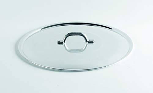 Agnelli Pentole FAMA2920 platte deksel met handgreep, rand en brug, zware uitvoering van BLTF-aluminium, gepolijst zilver, 20 cm