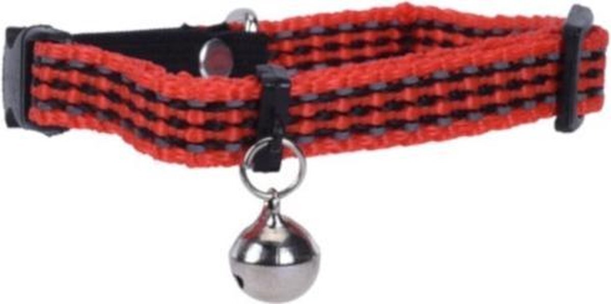 Casa Collection kattenhalsband met belletje 31 cm nylon rood rood