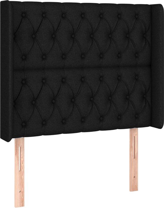 vidaXL Hoofdbord - Stof - Zwart - 103x16x118/128 cm