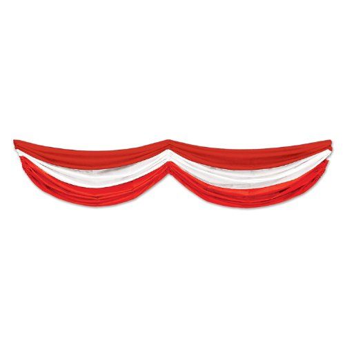 Beistle Rode & Witte Stof Bunting, Rood/Wit, 5'10"