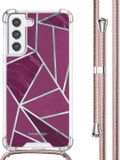 iMoshion Hoesje Samsung Galaxy S21 FE - Bordeaux Graphic - Back Cover met Koord