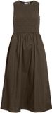 VILA VICARLA O-NECK S/L MIDI DRESS Dames Jurk Slate Black Katoen/Polyester