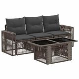 vidaXL Tuinbankenset 4 st Grijs en Donkergrijs poly rattan