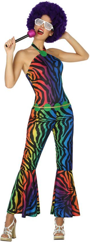 Panda - Veelkleurige luipaard disco kostuum voor vrouwen - Verkleedkleding