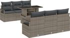vidaXL Ensemble de jardin, 7 pièces, 6 places assises, gris, polyrotin