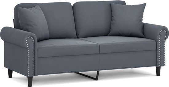 vidaXL Tweezitsbank met sierkussens 140 cm fluweel donkergrijs
