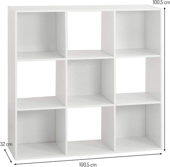 Boekenkast Vakkenkast 9 Vakken Cassien Wit - Wit - Hout - 100.5 cm