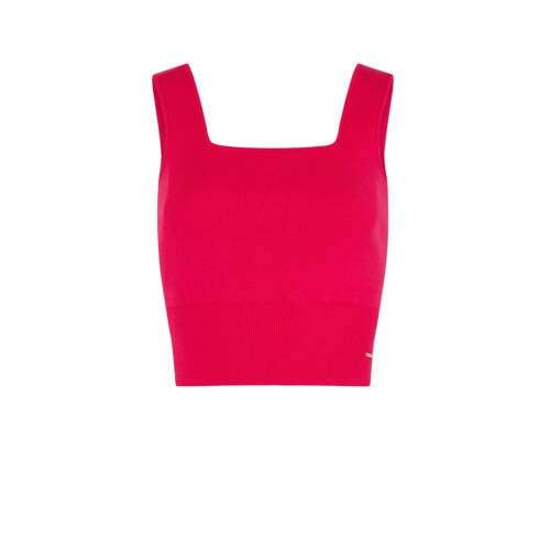 Morgan Morgan ribgebreide crop top framboise