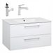 STAMAR Meuble lavabo 80 cm Blanc laqué brillant Suspendu avec lavabo en céramique et tiroirs à fermeture douce