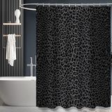ZTTXL Douchegordijn (152,4 x 182,9 cm), zwarte luipaard cheetah print, polyester stof, waterdicht, moderne stijl, badkamer