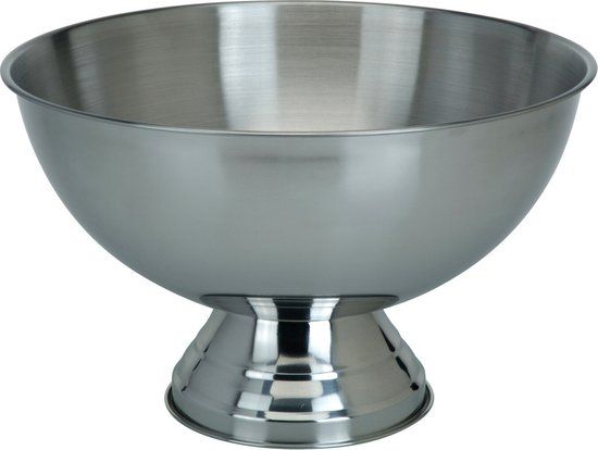 Excellent Houseware Champagnekoeler/schaal op voet - RVS - 39 cm - Zilver