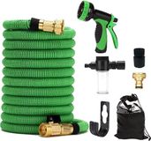 Tuyau d'arrosage flexible - Triple noyau - Fabriqué en latex avec raccords métalliques massifs - 9 modèles différents - Pomme d'arrosage - Extensible - Anti-pli - Système d'irrigation extensible - Pour le jardinage